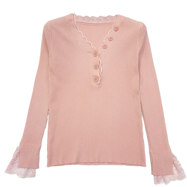 Νέο μοντέλο καθημερινή γυναικεία μπλούζα από δαντέλα και κουμπιά με λαιμόκοψη σε διάφορα χρώματα