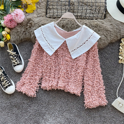 Καθημερινή γυναικεία μπλούζα με οβάλ λαιμόκοψη και μακρύ μανίκι σε μαύρο, μπεζ και ροζ χρώμα