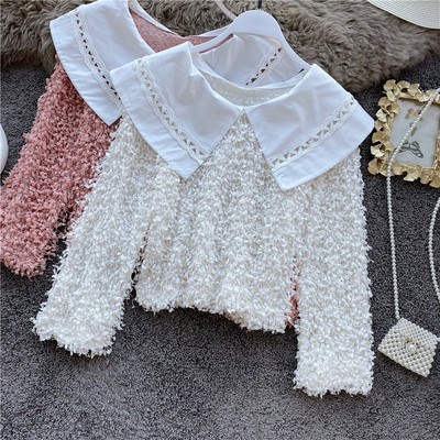 Καθημερινή γυναικεία μπλούζα με οβάλ λαιμόκοψη και μακρύ μανίκι σε μαύρο, μπεζ και ροζ χρώμα