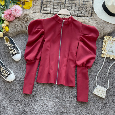 Modern női blúz hosszú ujjal és cipzárral több színben