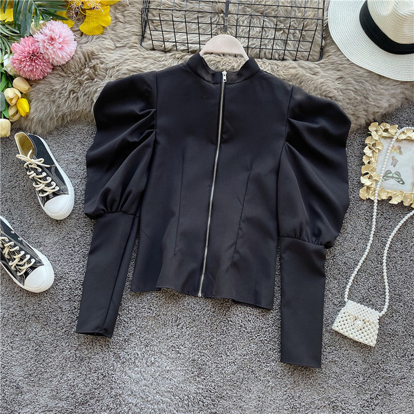 Modern női blúz hosszú ujjal és cipzárral több színben