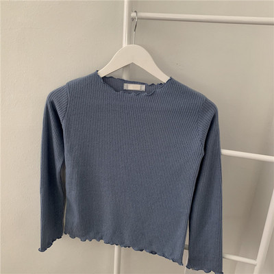 Κορυφαία γυναικεία κοντή μπλούζα σε διάφορα χρώματα με μακριά μανίκια