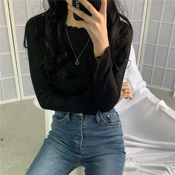 Κορυφαία γυναικεία κοντή μπλούζα σε διάφορα χρώματα με μακριά μανίκια