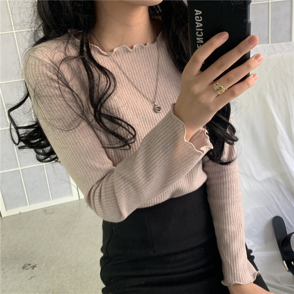 Κορυφαία γυναικεία κοντή μπλούζα σε διάφορα χρώματα με μακριά μανίκια