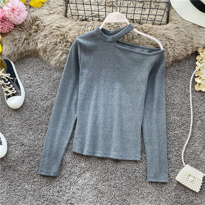 Modern női blúz csupasz váll és hosszú ujjú öt színben