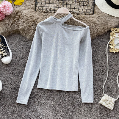 Modern női blúz csupasz váll és hosszú ujjú öt színben