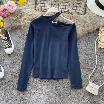 Modern női blúz csupasz váll és hosszú ujjú öt színben