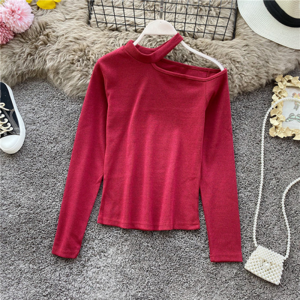 Modern női blúz csupasz váll és hosszú ujjú öt színben