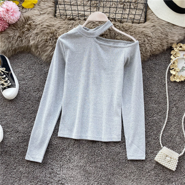 Modern női blúz csupasz váll és hosszú ujjú öt színben