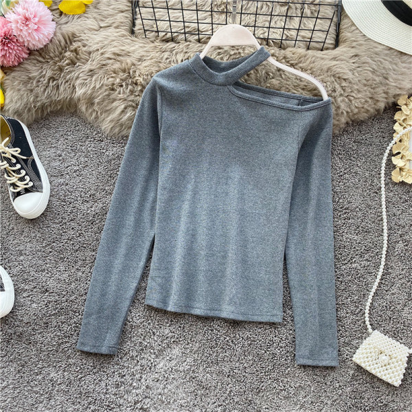 Modern női blúz csupasz váll és hosszú ujjú öt színben