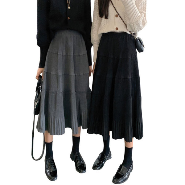 Fusta dama cu croiala casual in doua culori gri si negru