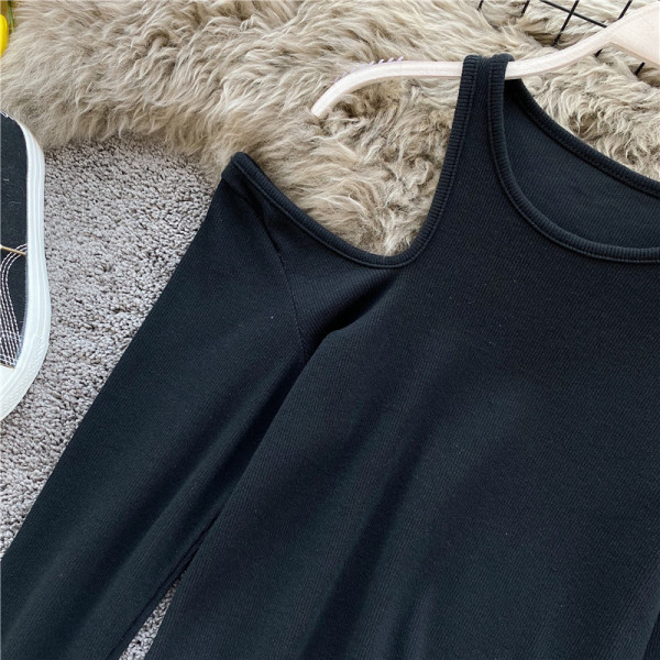 Μοντέρνα γυναικεία μπλούζα με μακρύ μανίκι σε γκρι και μαύρο χρώμα