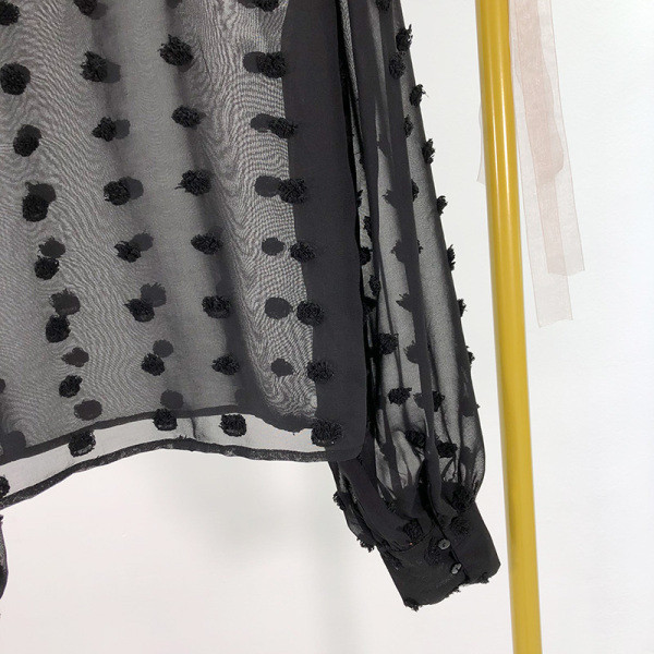 Széles fekete sifon blúz