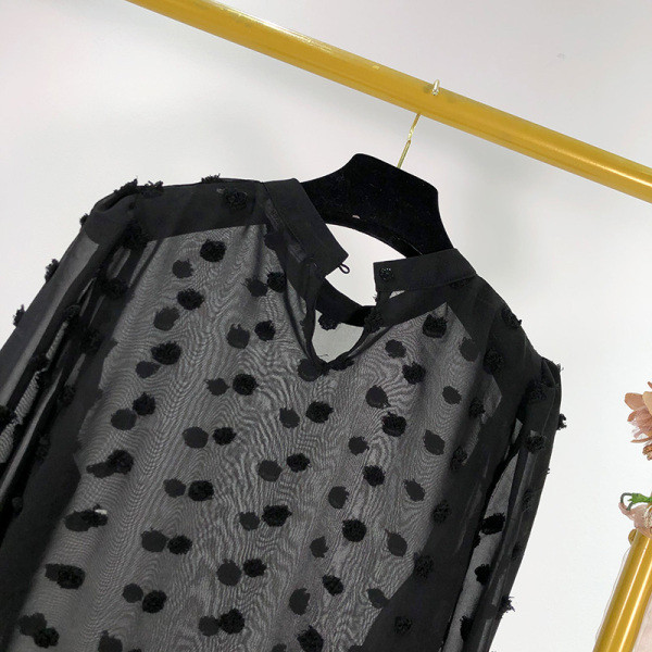 Széles fekete sifon blúz