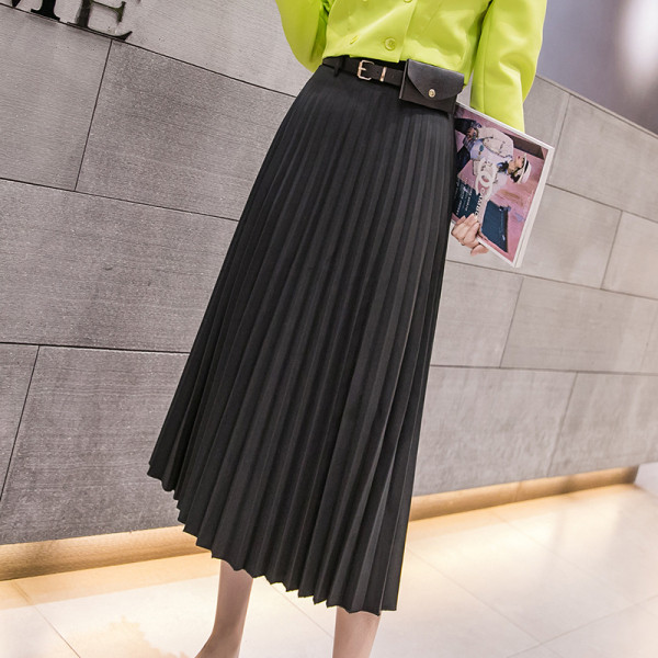 Redős női szoknya három színben, magas derékkal és övvel