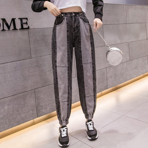 Alkalmi női farmer széles modell magas derékkal és zsebekkel