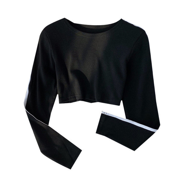 Μοντέρνα κοντή γυναικεία μπλούζα  με οβάλ λαιμόκοψη σε τέσσερα χρώματα