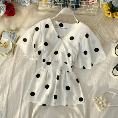 Alkalmi női blúz rövid ujjal és spitz nyakkivágással öt színben