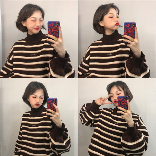 Γυναικεία κομψή μπλούζα σε δύο χρώματα με υψηλό περιλαίμιο