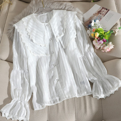 Lezser női sifon ing gombokkal és csipkével, három színben