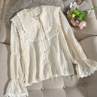 Lezser női sifon ing gombokkal és csipkével, három színben