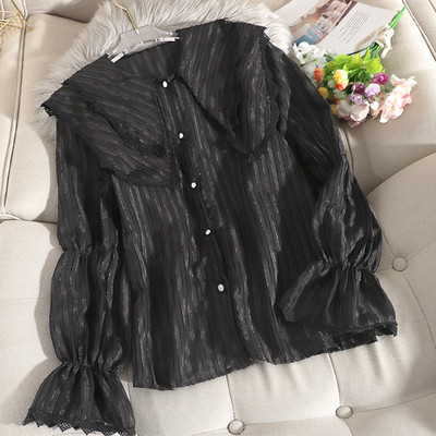 Lezser női sifon ing gombokkal és csipkével, három színben