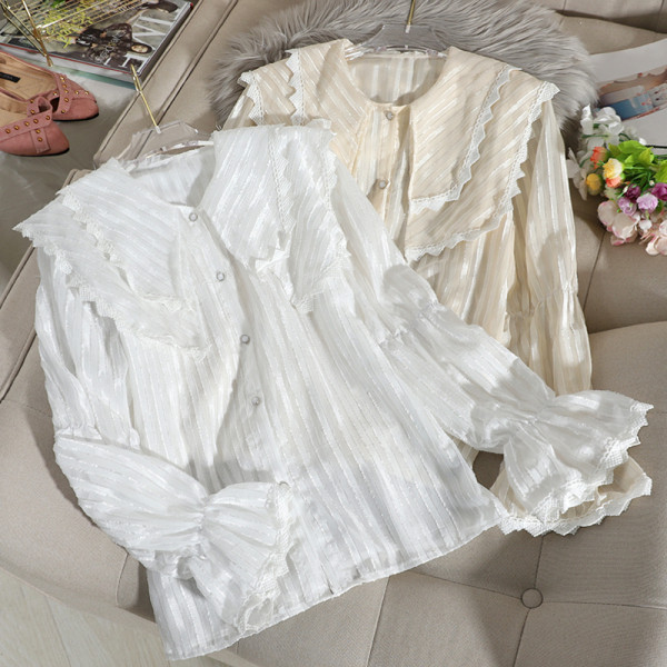 Lezser női sifon ing gombokkal és csipkével, három színben