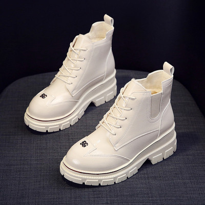 Γυναικείες μπότες με κορδόνια σε μαύρο και άσπρο χρώμα από οικολογικό δέρμα