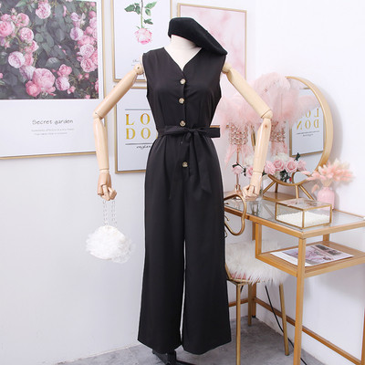 Női overál gombokkal és övvel zöld, sárga, fekete és bordó színben