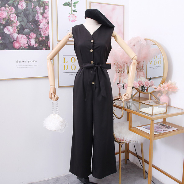 Női overál gombokkal és övvel zöld, sárga, fekete és bordó színben