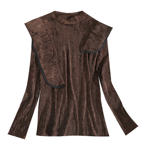 Μοντέρνα γυναικεία μπλούζα με βολάν και μακρύ μανίκι σε διάφορα χρώματα