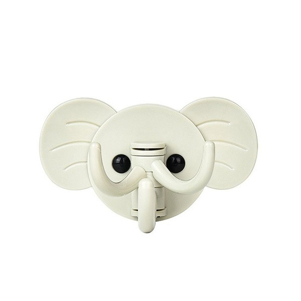 Συγκολλητική πλαστική κρεμάστρα με τρία άγκιστρα σε σχήμα ελέφαντα σε πράσινο, ροζ και μπλε χρώμα