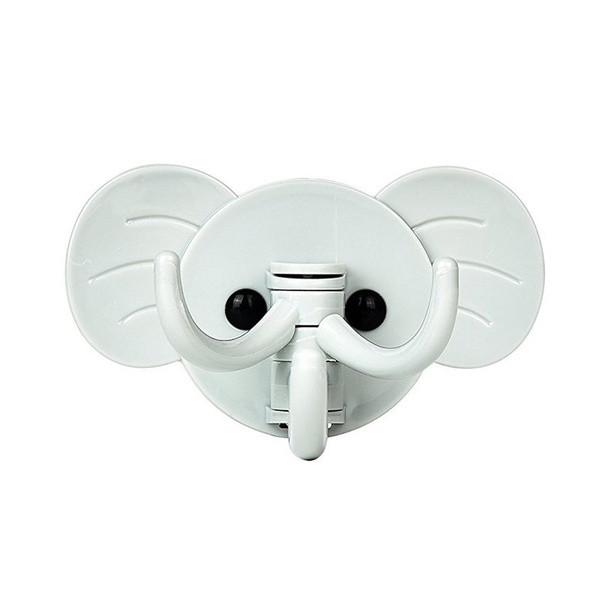 Συγκολλητική πλαστική κρεμάστρα με τρία άγκιστρα σε σχήμα ελέφαντα σε πράσινο, ροζ και μπλε χρώμα