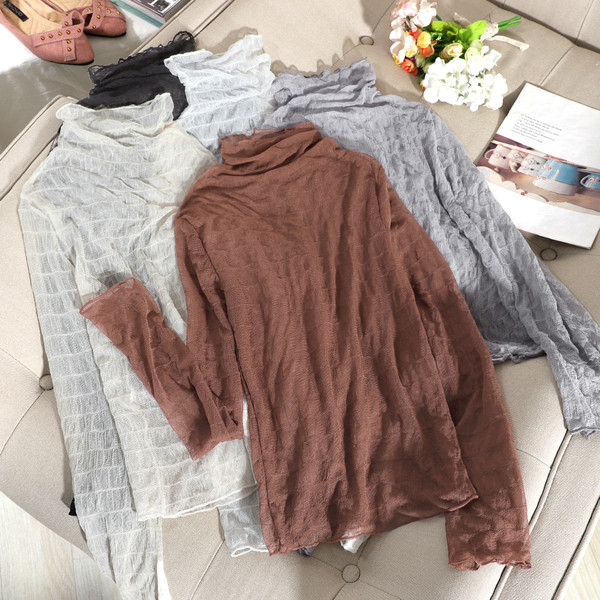 Modern női blúz magas pólógallérral, öt színben