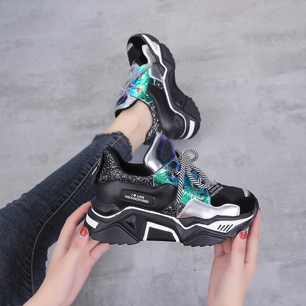 Γυναικεία αθλητικά casual αθλητικά παπούτσια με πολύχρωμα μοτίβα