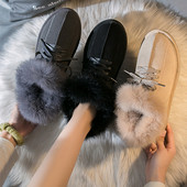 Női téli cipő puha béléssel és bézs, fekete és szürke pehelyszínnel