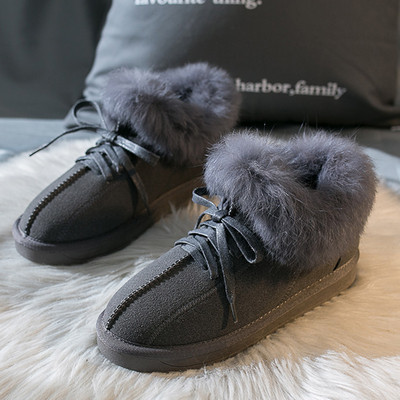 Női téli cipő puha béléssel és bézs, fekete és szürke pehelyszínnel