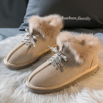 Női téli cipő puha béléssel és bézs, fekete és szürke pehelyszínnel