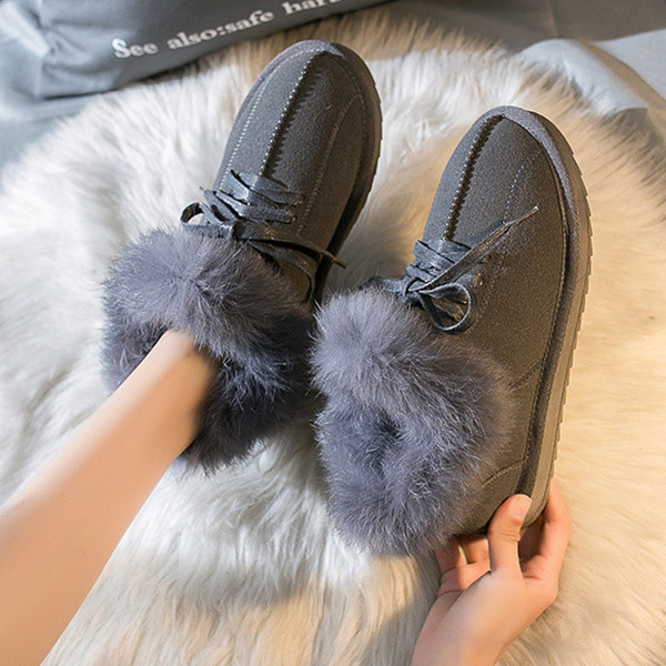 Női téli cipő puha béléssel és bézs, fekete és szürke pehelyszínnel