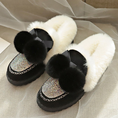 Χειμερινά γυναικεία παπούτσια με επίπεδη σόλα και διακοσμητικές πέτρες σε διάφορα χρώματα