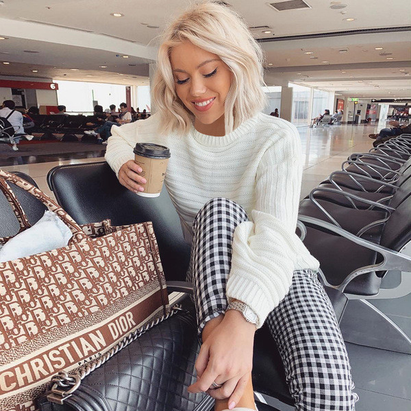 Női pulóver O-nyakú, hosszú ujjú fehér és sárga színben