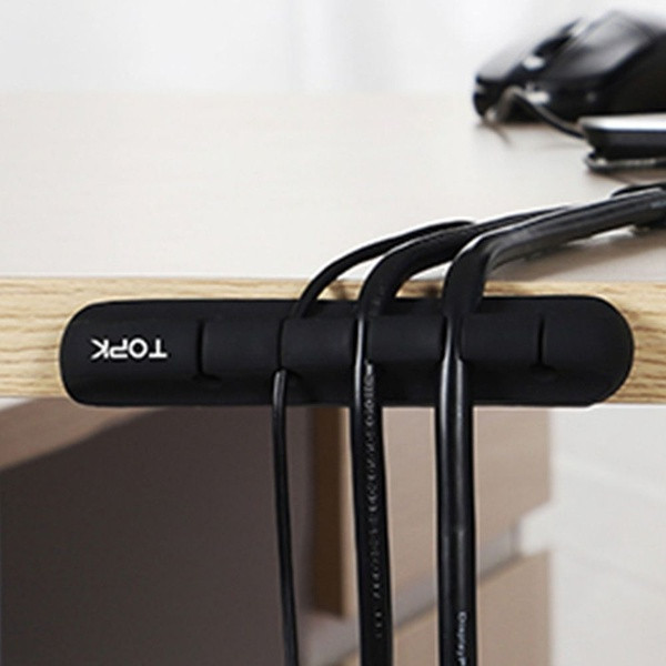 Διοργανωτής κόλλας σιλικόνης με χώρο για πέντε καλώδια σε μαύρο χρώμα