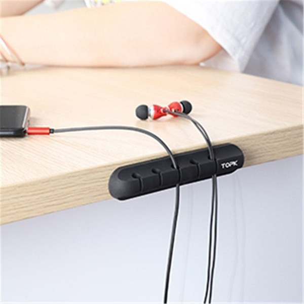 Διοργανωτής κόλλας σιλικόνης με χώρο για πέντε καλώδια σε μαύρο χρώμα