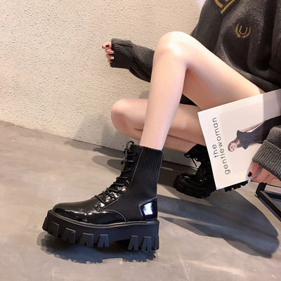 Γυναικείες φθινόπωρο-χειμωνιάτικες μπότες με κορδόνια και τραχιά σόλα 6 εκατοστά -  δύο μοντέλα