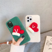 Zöld-fehér karácsonyi tok Iphone 11 Pro Max készülékhez 3D elemes kesztyűvel