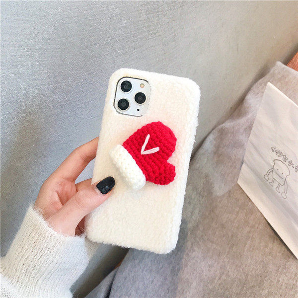 Zöld-fehér karácsonyi tok Iphone 11 Pro Max készülékhez 3D elemes kesztyűvel