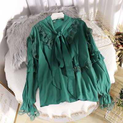 Modern női ing szalaggal és fürtökkel, négy színben