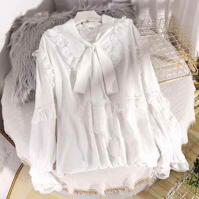 Modern női ing szalaggal és fürtökkel, négy színben