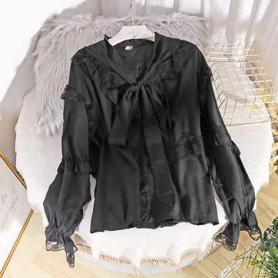 Modern női ing szalaggal és fürtökkel, négy színben