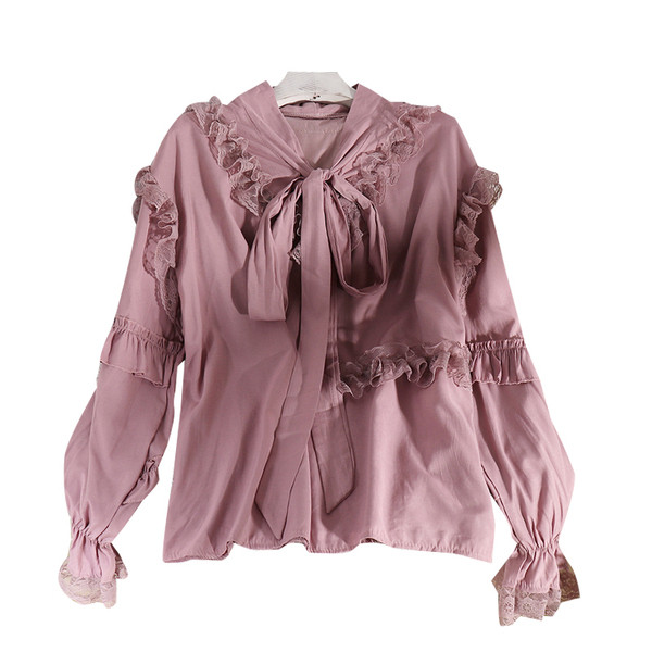 Modern női ing szalaggal és fürtökkel, négy színben